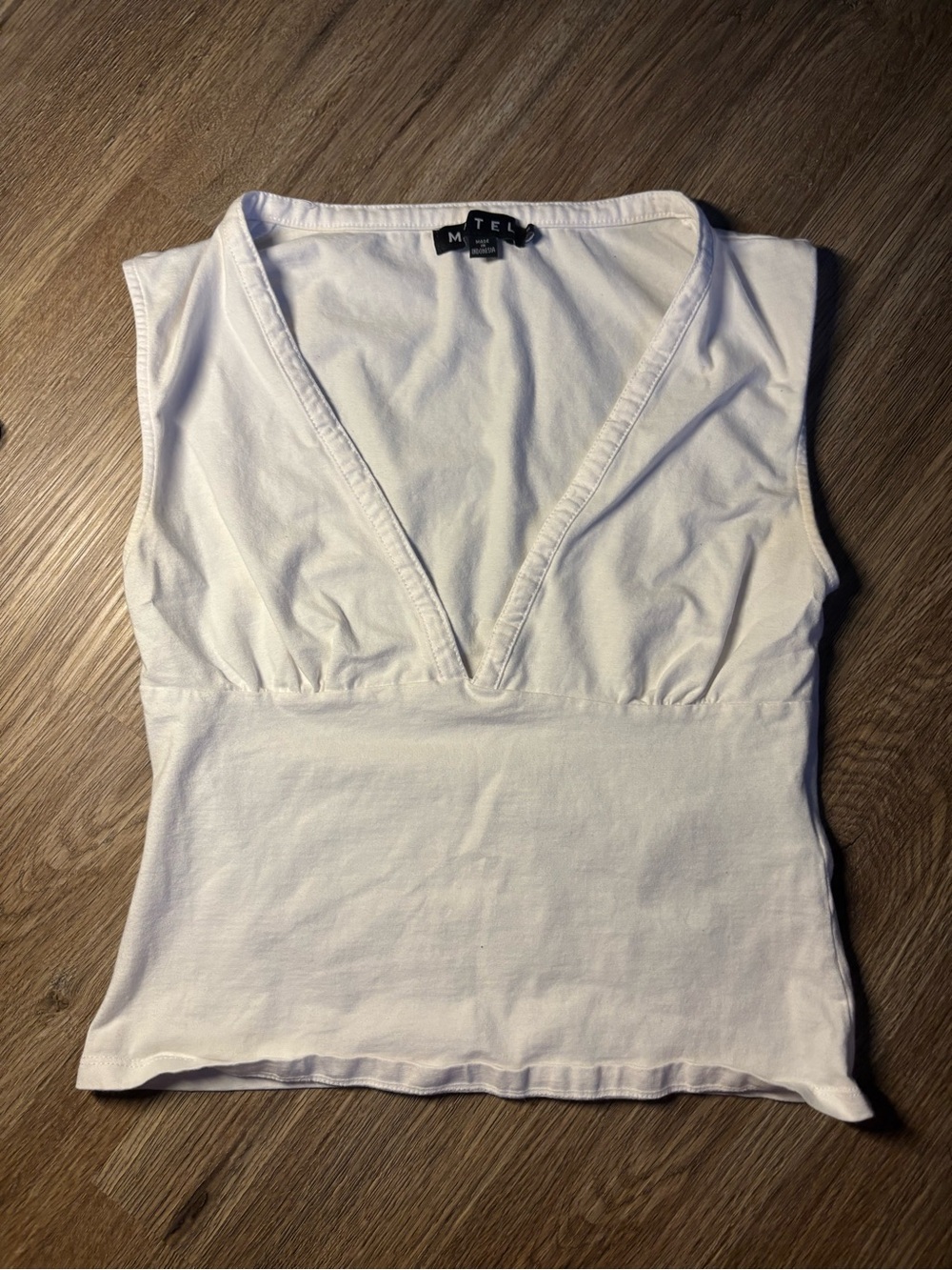 Motel Rocks White Deep V-Neck Sleeveless Top